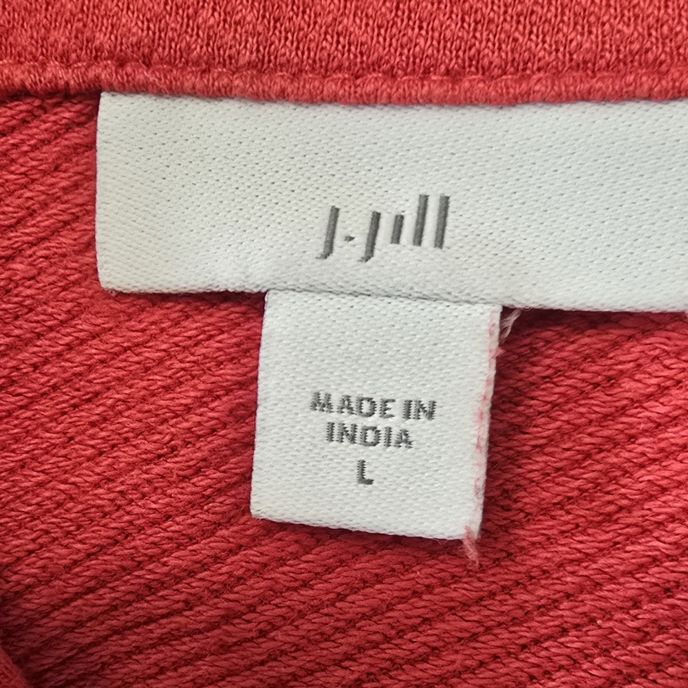 J. Jill Coral-Red Short Sleeve V-Notch Top Size L - Picture 4 of 5